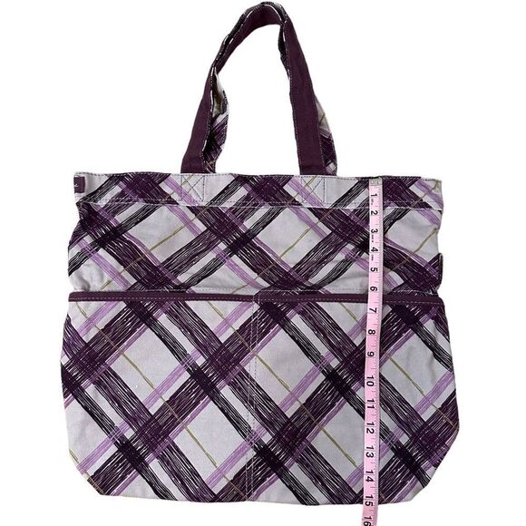 Thirty One ~ Purple Plaid Retro Metro Foldover Bag ~ convertible bag ~ multi use - Picture 4 of 10